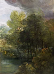 Paisaje con un estanque